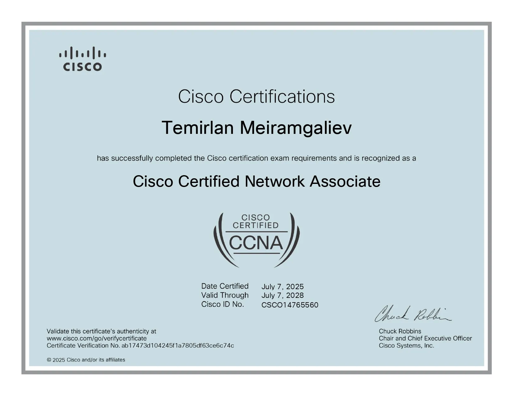 My certificate