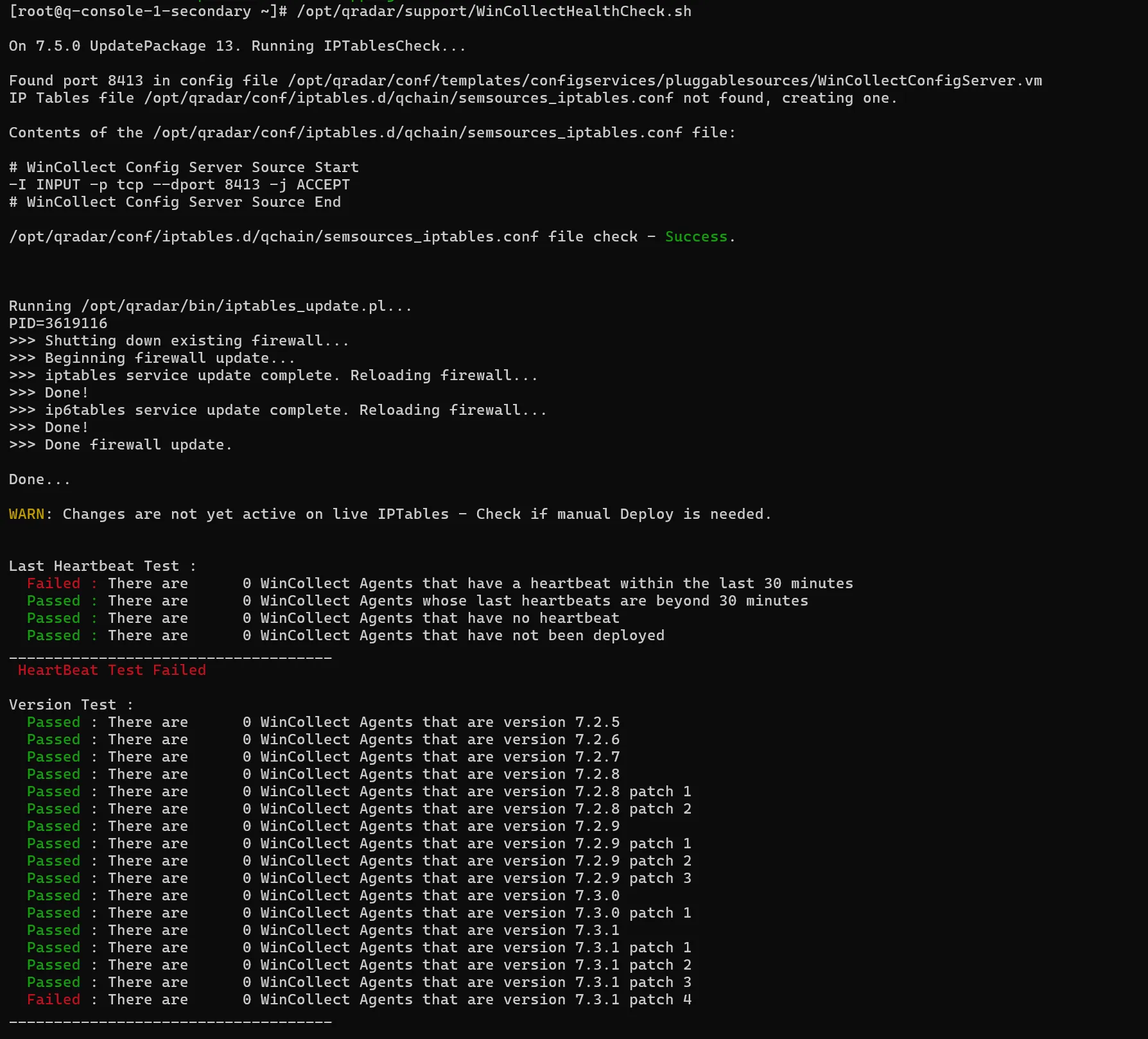 WinCollectHealthCheck command example