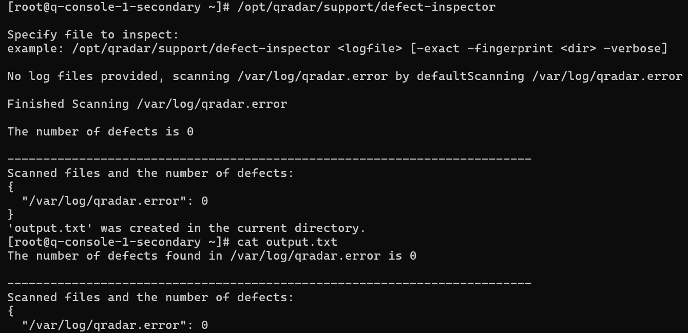 defect inspector command example