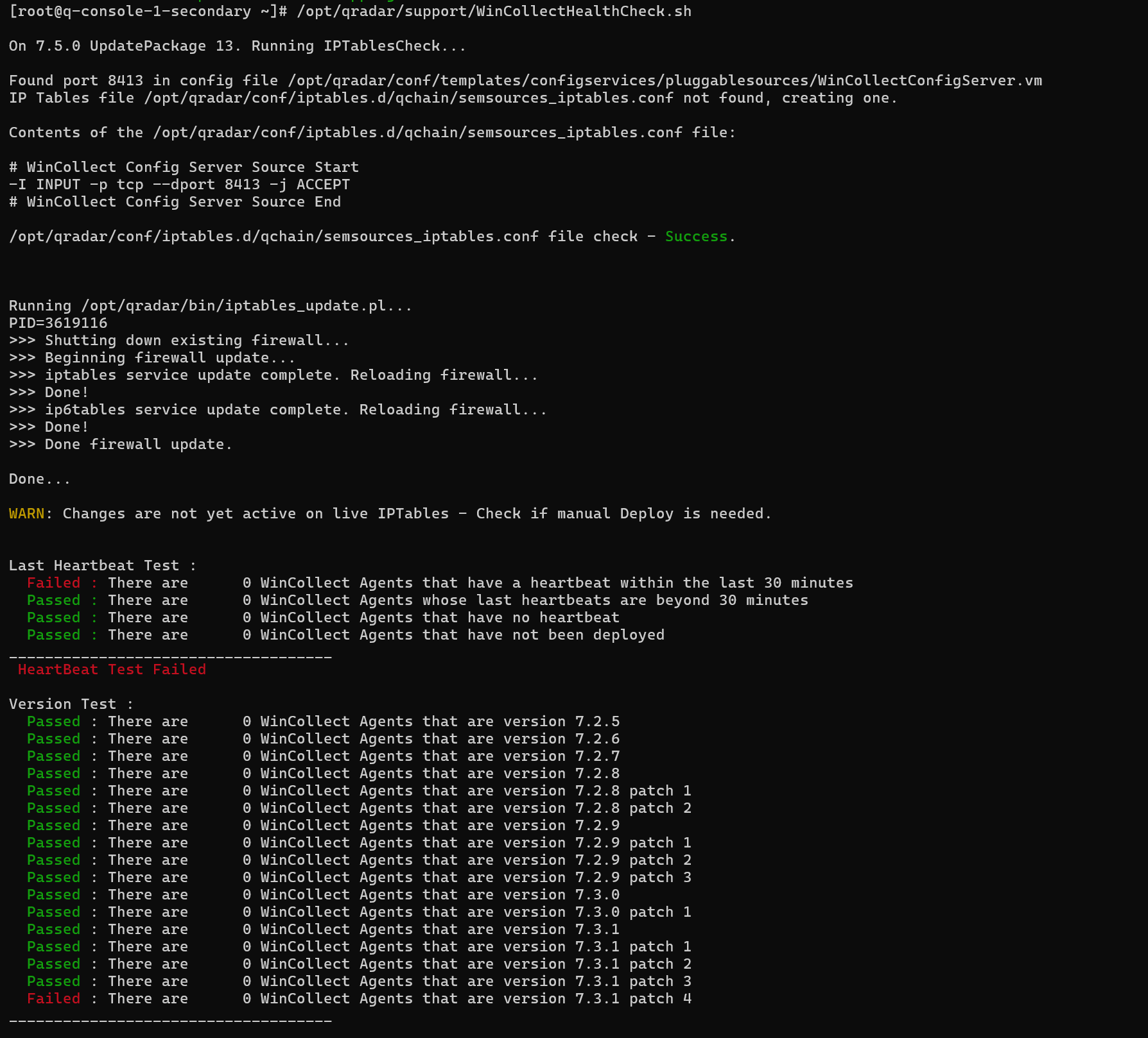 WinCollectHealthCheck command example